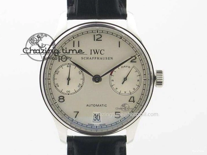 MIROTIME 0510 Efficient Portuguese Tourbillon IW5463 SS ZF Best Edition White Dial on Black Leather Strap 7170